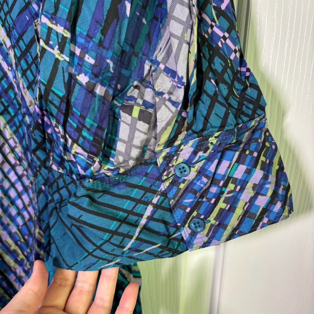 Lane Bryant Tunic Top Women's 26 28 Button Down Plus Size Pockets Lagom Artsy - Picture 5 of 8